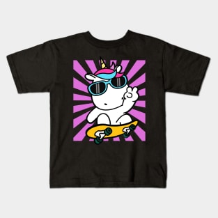 Skateboarding Unicorn Cute Kawaii Skater Kids T-Shirt